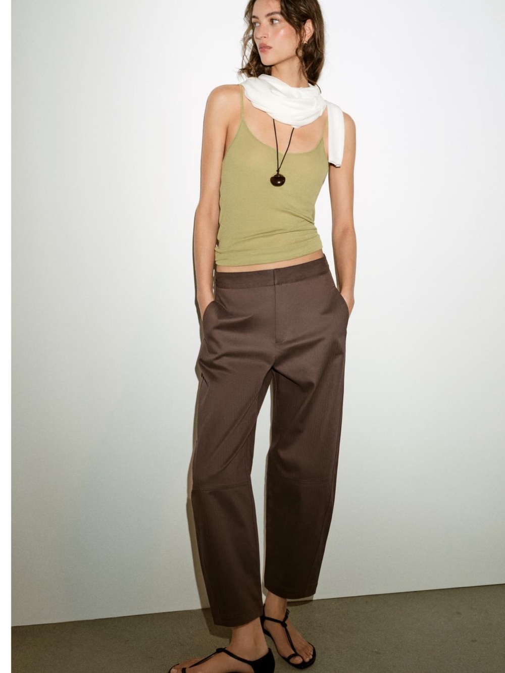 Zara Brown Straight Leg Pants